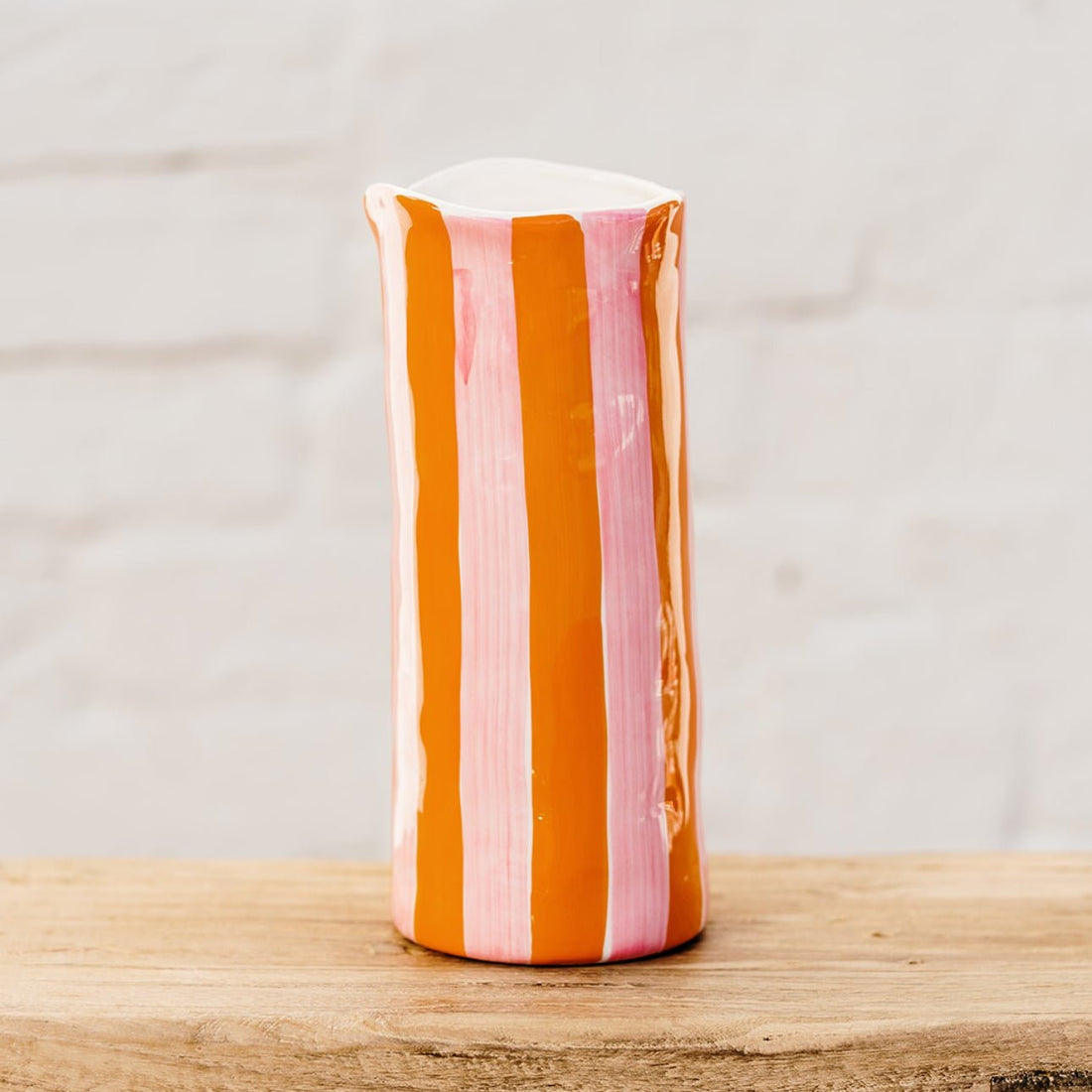 Medium Pink and Orange Stripes Ceramic Vase | Handmade Ceramics Online Store