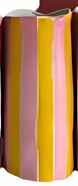 Pink &amp; Yellow Stripe Medium Vase | Hand-painted Ceramic Vase