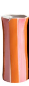 Small Pink &amp; orange Stripe Vase | Hand-painted Ceramic Vase