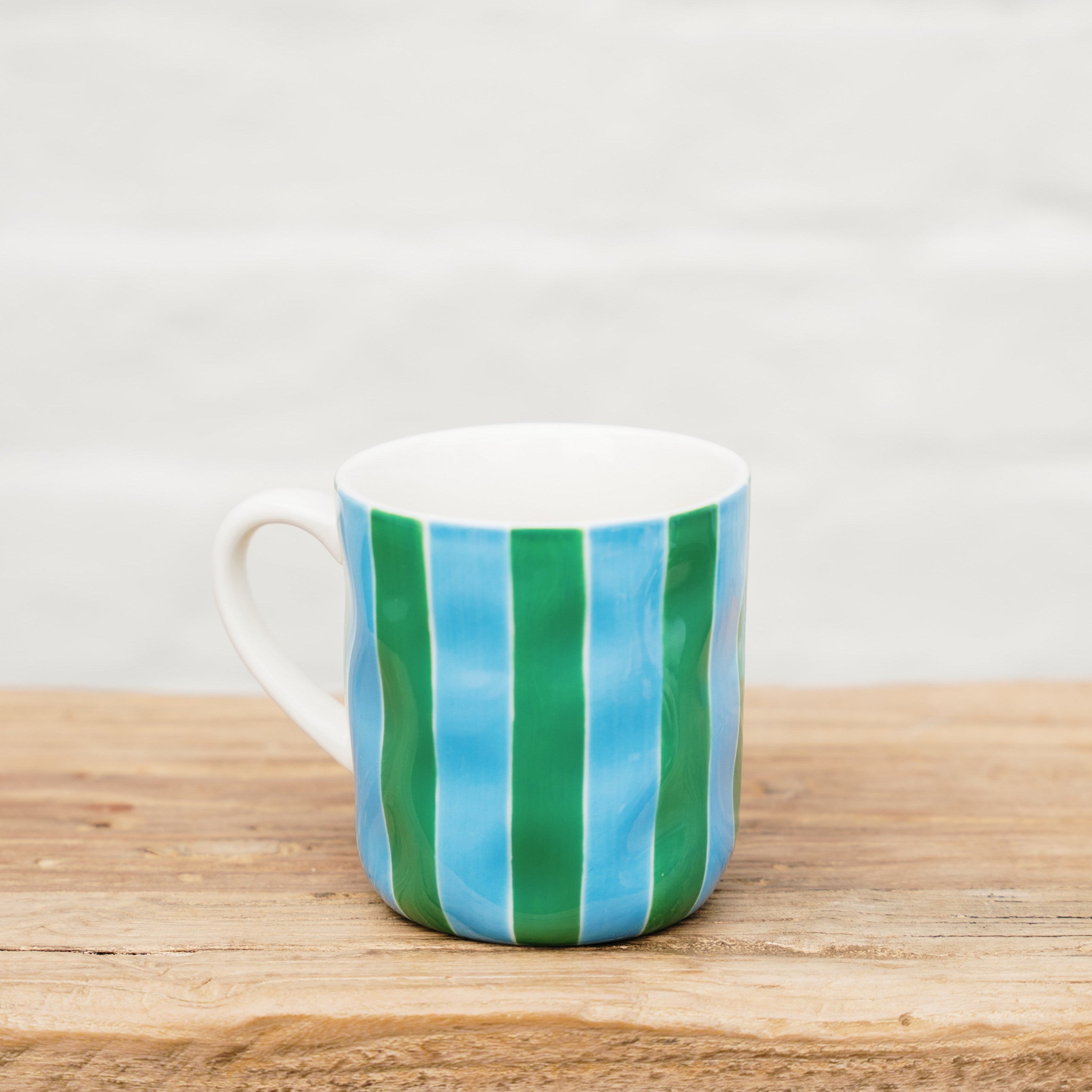 AUGUST PREORDER NEW Mug - Green &amp; Cornflower Stripe